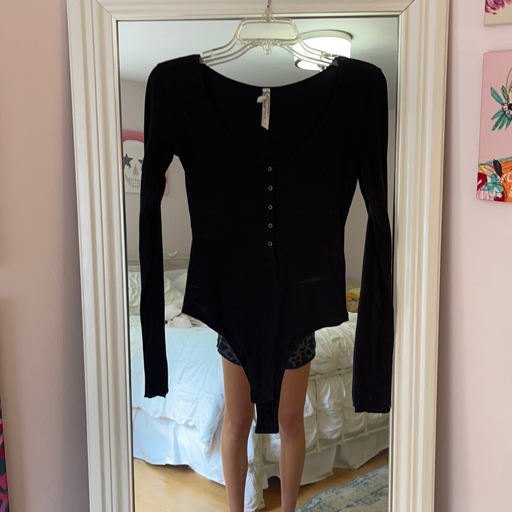 Free People black long sleeve bodysuit